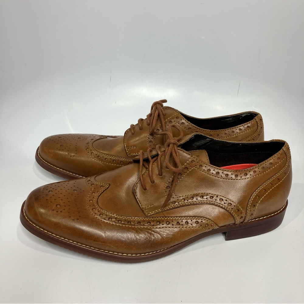 Rockport wingtip dress shoes tan‎ brown leather mens size 11 neutral business